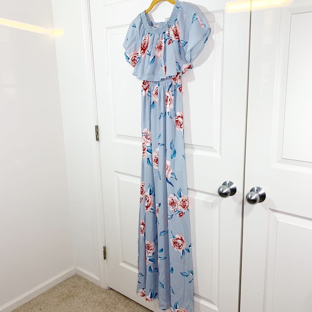 Show Me Your Mumu Hacienda Maxi Dress Flower Sky - Picture 3 of 9
